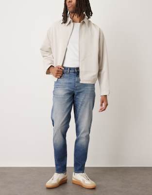 Asos Design Stretch Tapered Jeans In Blue