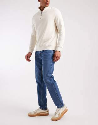 Asos Design Stretch Tapered Jeans In Blue