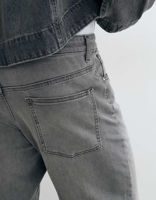 ASOS DESIGN stretch tapered jeans in grey, 3 of 5