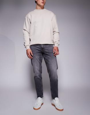 Asos Design Stretch Tapered Jeans In Gray