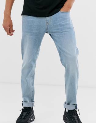 light blue tapered jeans