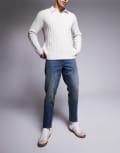 [ASOS DESIGN] ASOS DESIGN stretch tapered jeans in mid wash with tint-Blue W29 L30 Light wash blue