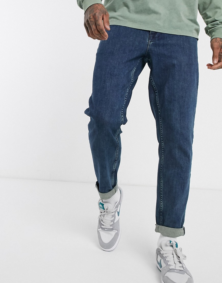 ASOS DESIGN STRETCH TAPERED JEANS IN RETRO MID WASH BLUE,TP RETRO MID WASH