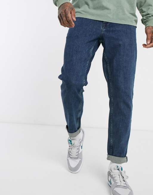 asos design baggy jeans in mid wash blue