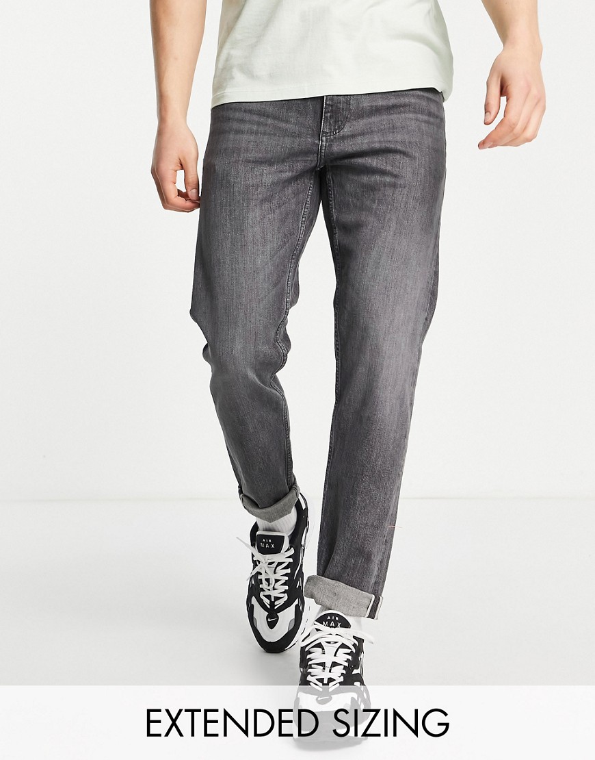 ASOS DESIGN stretch tapered jeans in selvage denim in black wash
