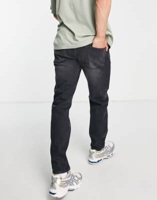 Asos Design Stretch Tapered Jeans In Black
