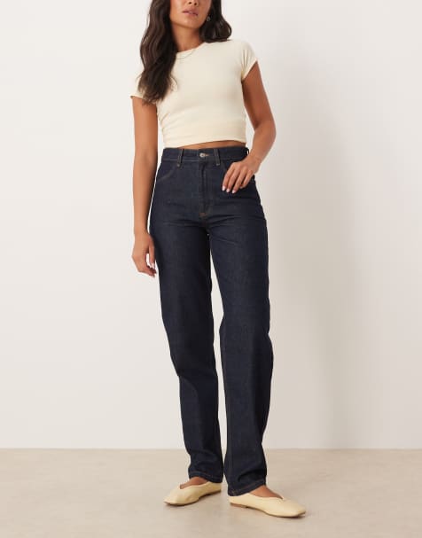 ASOS DESIGN - Stretchjeans met rechte, smalle pijpen en halfhoge taille - view 1