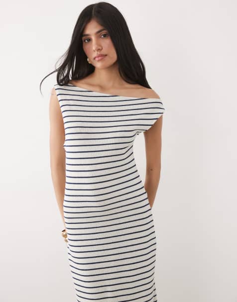 ASOS DESIGN - Stribet maxikjole med sænkede skuldre - view 1