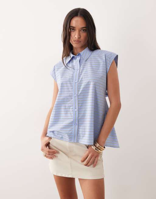ASOS DESIGN - Stribet ærmeløs skjorte med åben ryg, 4 af 4