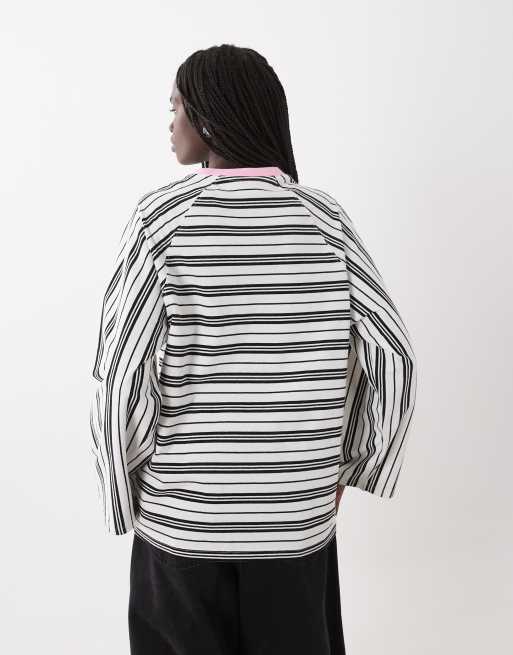 ASOS DESIGN stribet skate-T-shirt i multi, 4 af 4