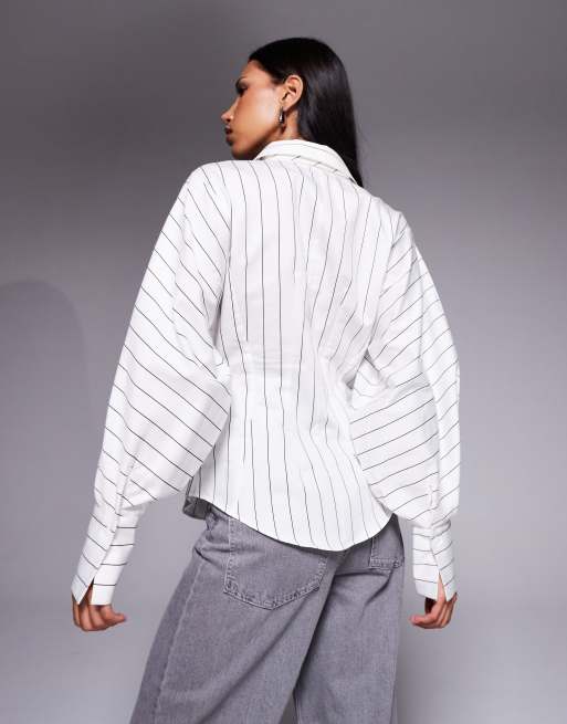 ASOS DESIGN - Stribet skjorte med indsyningsdetalje og slips, 4 af 4