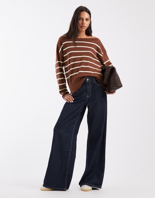 ASOS DESIGN stribet striktrøje i brun, 3 af 4