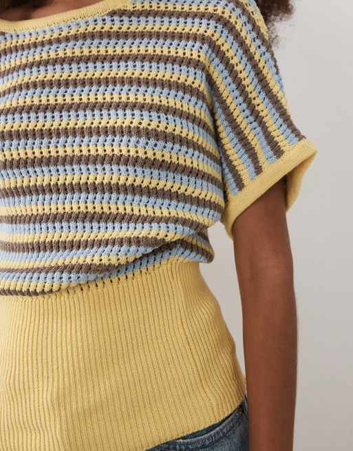 ASOS DESIGN - Stribet top i strikket bomuldsblanding med indsyet kant, 4 af 4