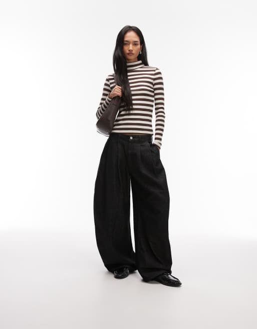 ASOS DESIGN - Stribet top med ståkrave og lange ærmer i strikket pointelle, 4 af 4