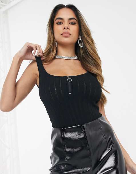 ASOS DESIGN – Strick-Bodysuit mit Reißverschluss