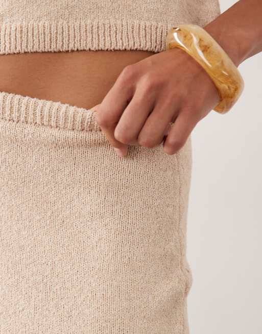 ASOS DESIGN – Strick-Maxirock aus Baumwoll-Bouclé in Ecru, Kombiteil, 5 von 5