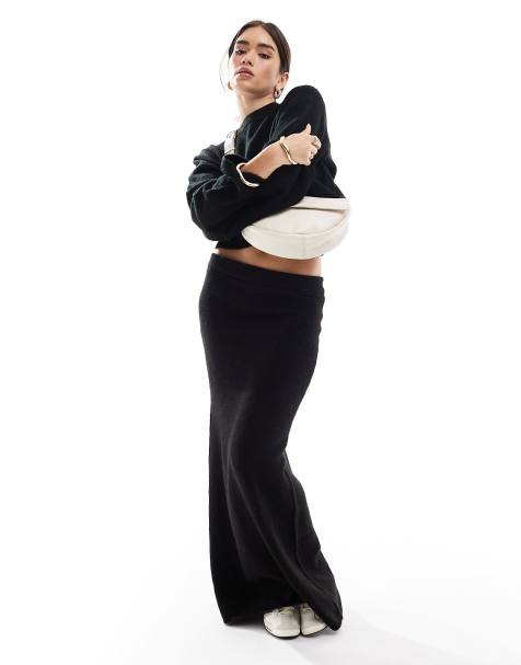 ASOS DESIGN – Strick-Midirock in Schwarz, Kombiteil - view 1