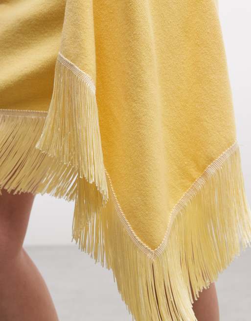 ASOS DESIGN Strick-Sarong-Minirock mit Fransen in Gelb, 5 von 5