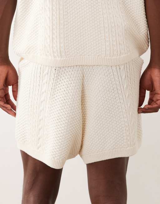 ASOS DESIGN – Strick-Shorts in Ecru mit Zopfmuster , 5 von 5