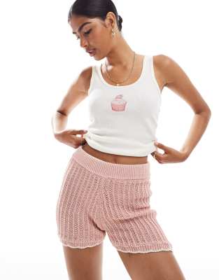 Thumbnail - ASOS DESIGN - Strick-Shorts in Rosa, Kombiteil