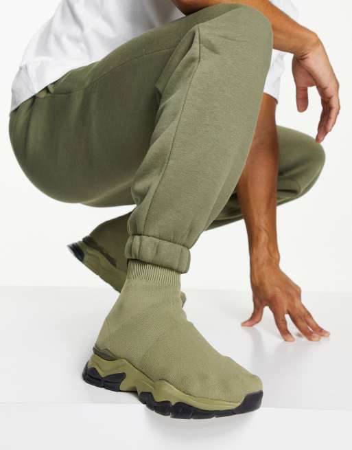 ASOS DESIGN – Strick-Sockensneaker in Salbeigrün
