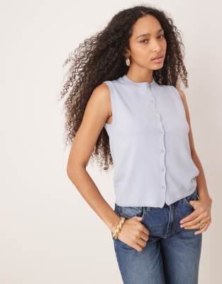 ASOS DESIGN - Strick-Tanktop in Hellblau