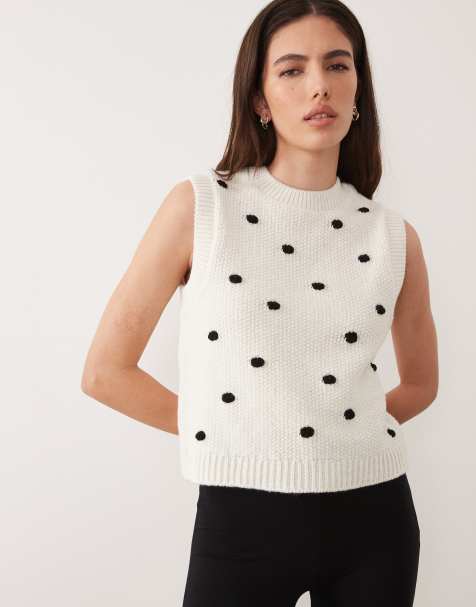 ASOS DESIGN – Strick-Tanktop mit Polka Dots in Schwarz-Weiß - view 1
