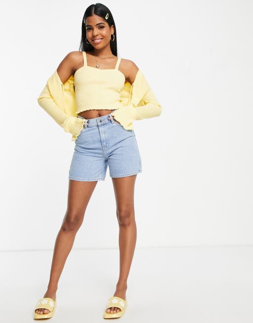 ASOS DESIGN – Strick-Trägertop in Gelb mit Blumenstickerei, Kombiteil, 3 von 4