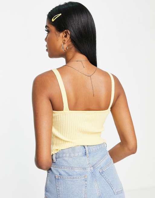 ASOS DESIGN – Strick-Trägertop in Gelb mit Blumenstickerei, Kombiteil, 4 von 4