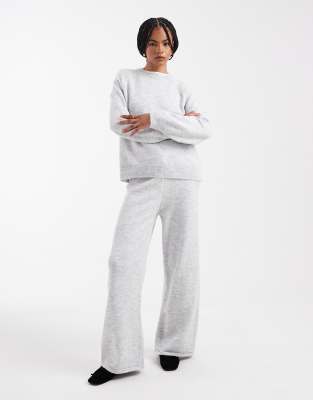 ASOS DESIGN - Strickhose in Grau mit weitem Bein, Kombiteil