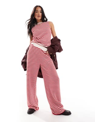 ASOS DESIGN - Strickhose in Rot mit weitem Bein, Kombiteil