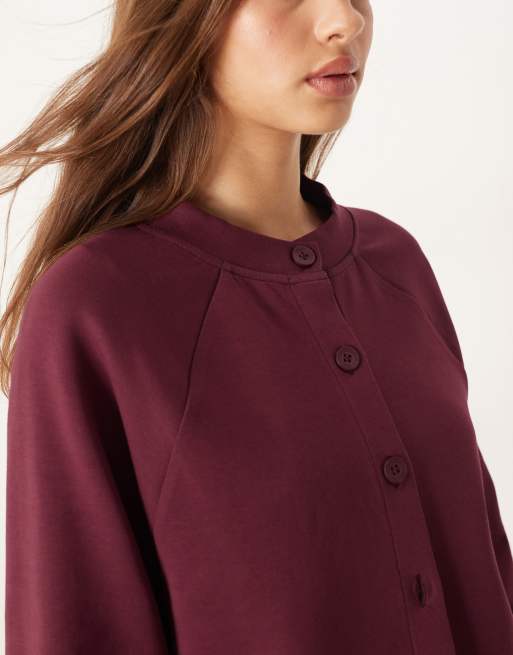 ASOS DESIGN – Strickjacke aus Interlock-Stoff in Burgunderrot, 2 von 4