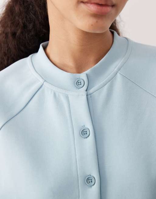 ASOS DESIGN – Strickjacke aus Interlock-Stoff in Hellblau, 3 von 4