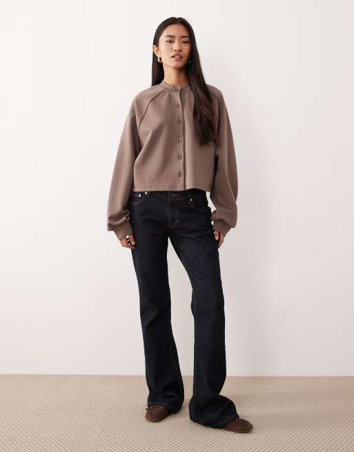 ASOS DESIGN – Strickjacke aus Interlock-Stoff in Schokobraun, 2 von 4