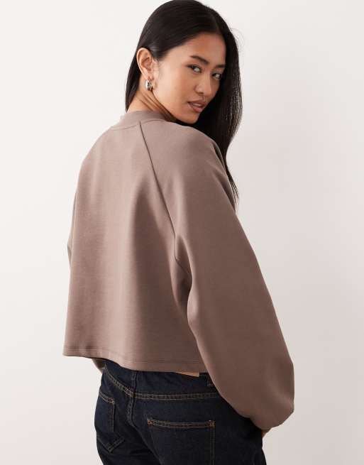 ASOS DESIGN – Strickjacke aus Interlock-Stoff in Schokobraun, 4 von 4