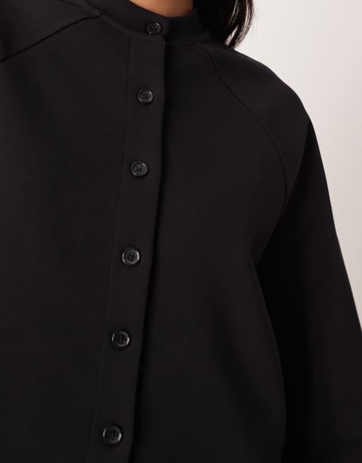 ASOS DESIGN – Strickjacke aus Interlock-Stoff in Schwarz, Kombiteil, 2 von 4