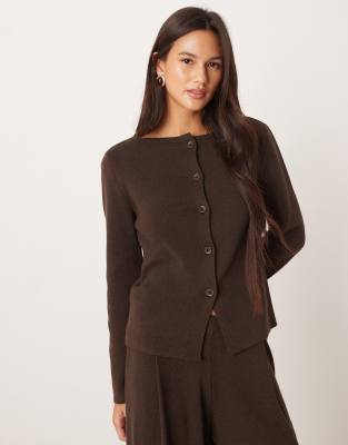 ASOS DESIGN - Strickjacke in Braun, Kombiteil-Brown