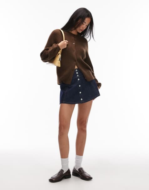 ASOS DESIGN – Strickjacke in Braun mit Raglanärmeln - view 1