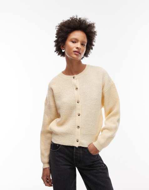 ASOS DESIGN – Strickjacke in Buttergelb mit Cocoon-Ärmeln - view 1