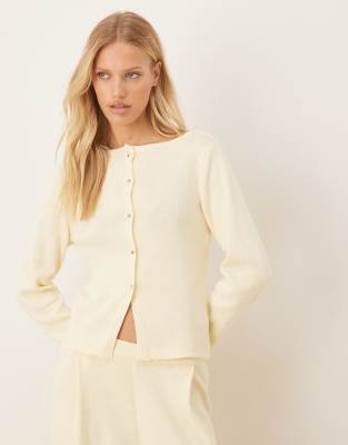 ASOS DESIGN - Strickjacke in Buttermilchgelb, Kombiteil-Weiß