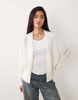 ASOS DESIGN - Strickjacke in Cremeweiß mit offenem Design und Noppenstruktur