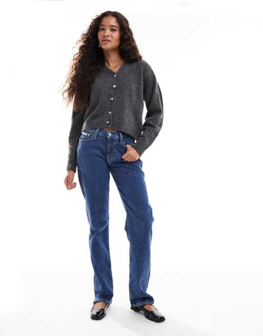 ASOS DESIGN – Strickjacke in Grau mit Plisseeärmeln, 2 von 4