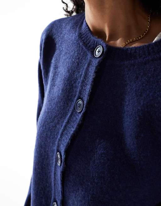 ASOS DESIGN – Strickjacke in Marineblau mit Rundhalsausschnitt | ASOS 