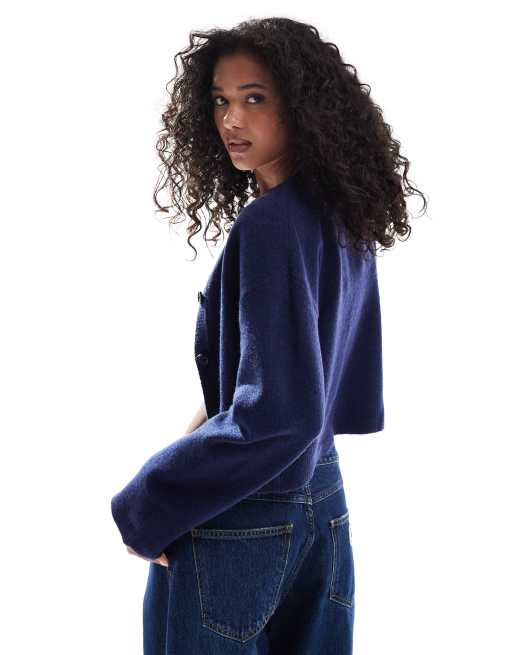 ASOS DESIGN – Strickjacke in Marineblau mit Rundhalsausschnitt | ASOS 