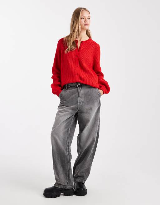 ASOS DESIGN – Strickjacke in Rot mit Raglanärmeln, 4 von 4