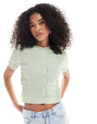 ASOS DESIGN - Strickjacke in Salbeigrün