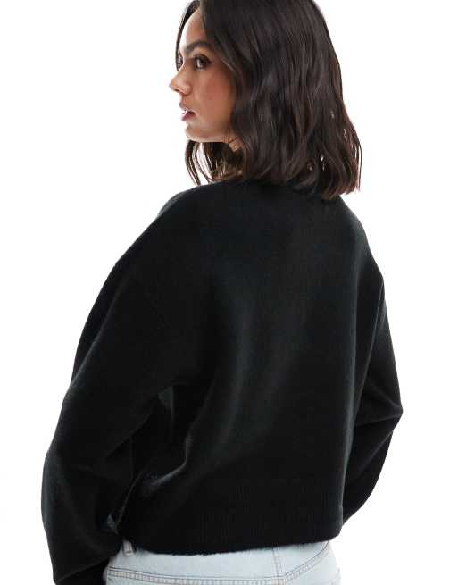 ASOS DESIGN – Strickjacke in Schwarz mit Rundhalsausschnitt, 4 von 4