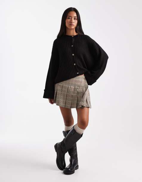 ASOS DESIGN – Strickjacke in Schwarz mit umgeschlagenem Bündchen - view 1