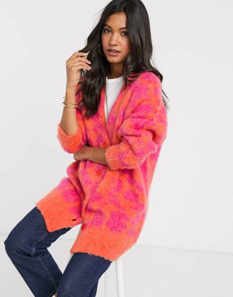 ASOS DESIGN – Strickjacke mit abstraktem Animalmuster