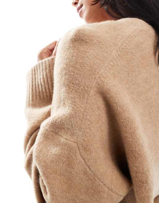 ASOS DESIGN edge to edge cardigan in biscuit
